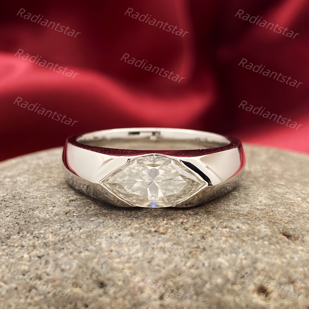 New Certified 1 Ct. T.W. Marquis Cut Moissanite Ring
